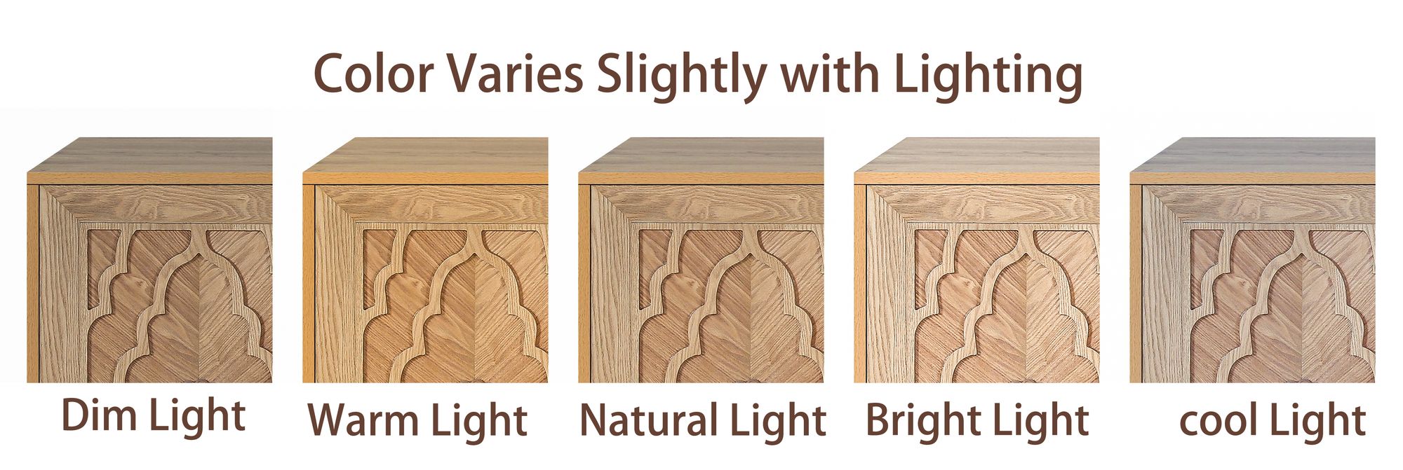 Carved Flower Door Large Storage Cabinet – Natural Wood for Living Room, Kitchen, Entryway