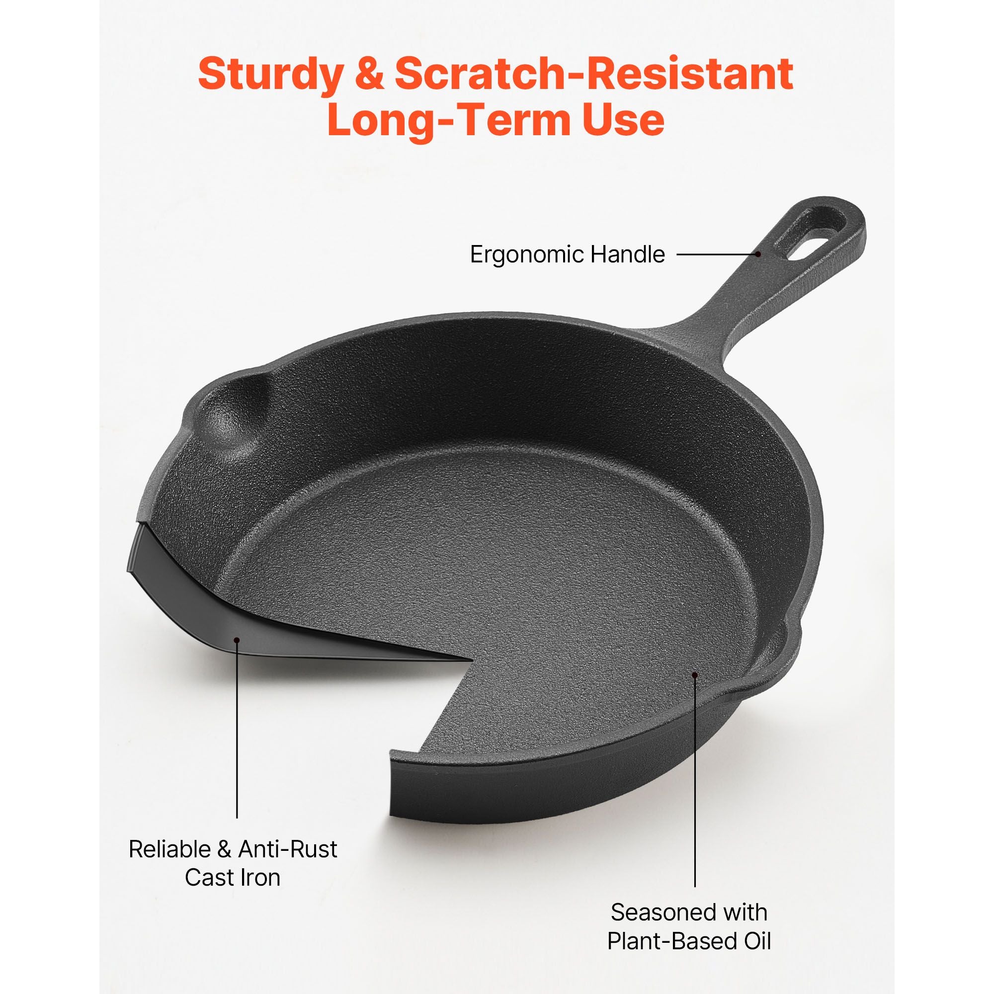 Premium Cast Iron Skillet Set – 4-Piece Frying Pans with Silicone Handles
