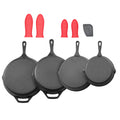 Premium Cast Iron Skillet Set – 4-Piece Frying Pans with Silicone Handles