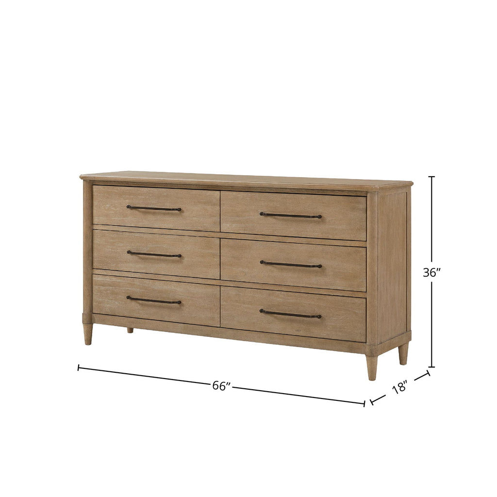 Casual Six-Drawer Dresser in a Sand Finish