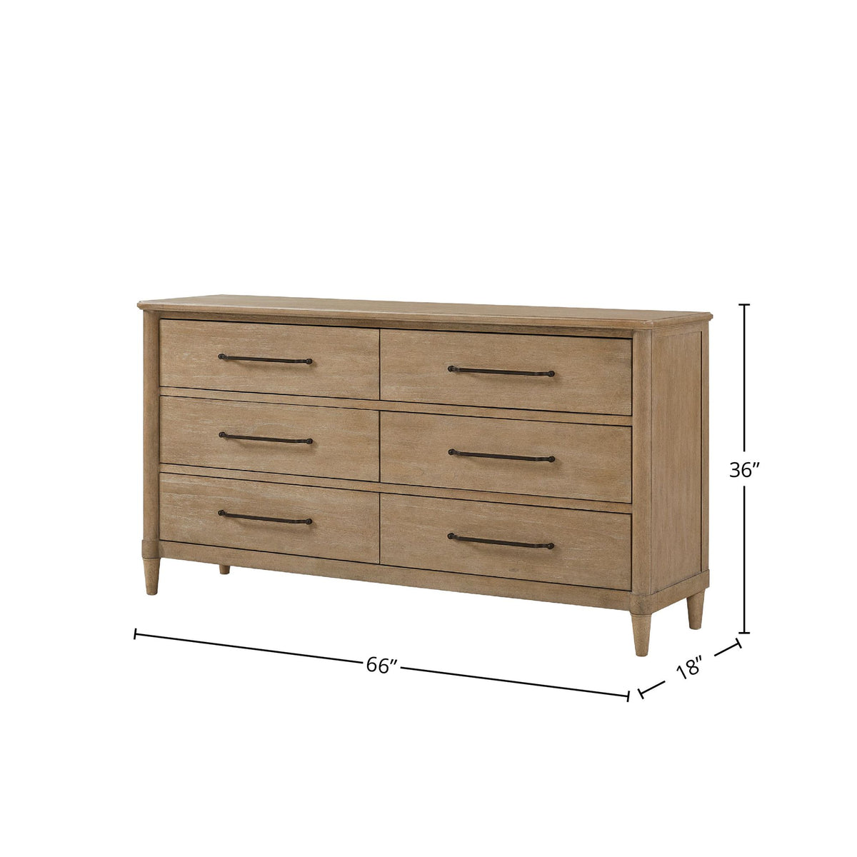 Casual Six-Drawer Dresser in a Sand Finish