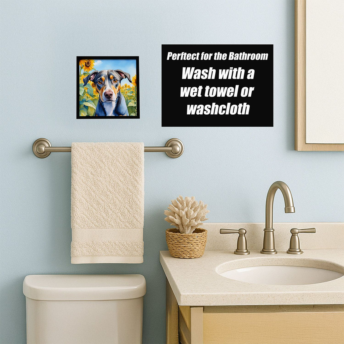 Catahoula in Sunflowers Framed Wall Art