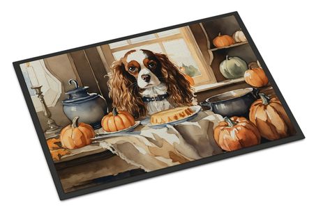 Cavalier Spaniel and Pumpkins Fall Doormat