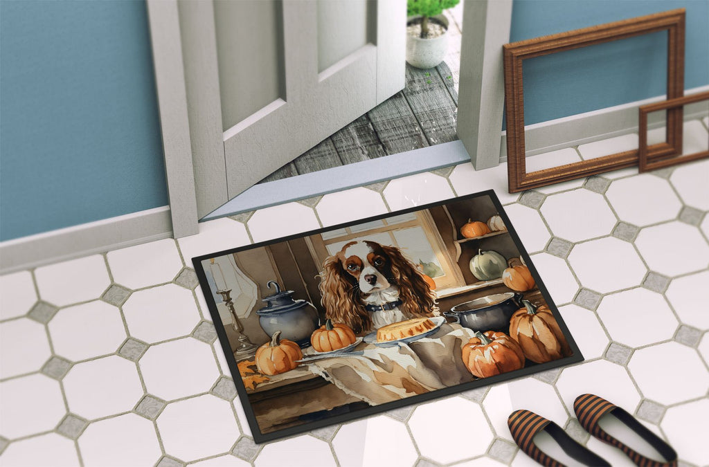 Cavalier Spaniel and Pumpkins Fall Doormat