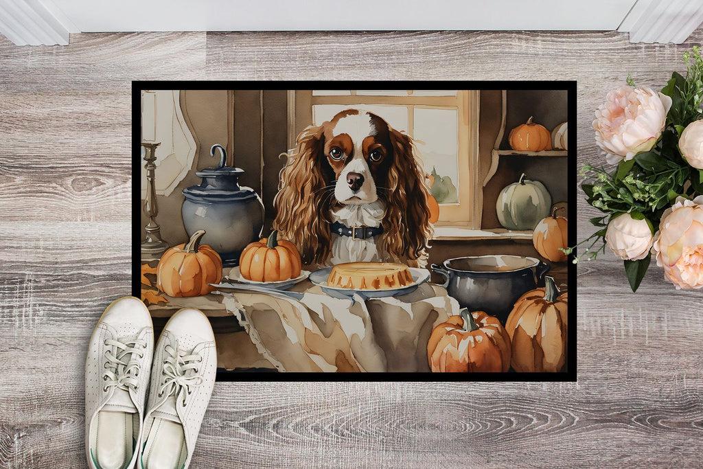 Cavalier Spaniel and Pumpkins Fall Doormat
