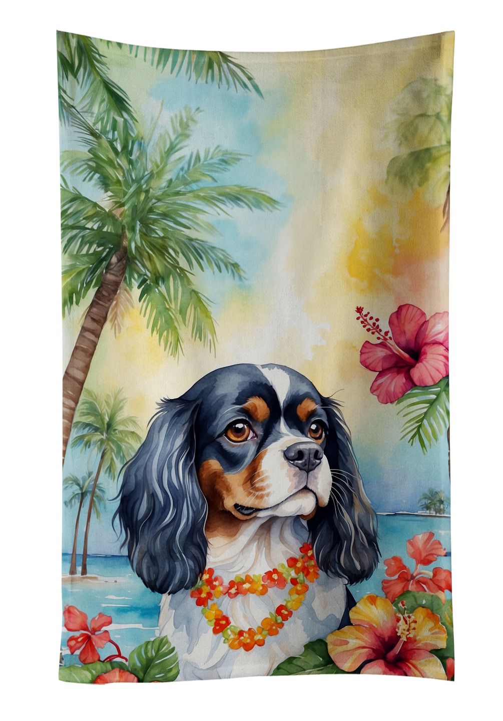Cavalier Spaniel Luau Reversible Kitchen Towel