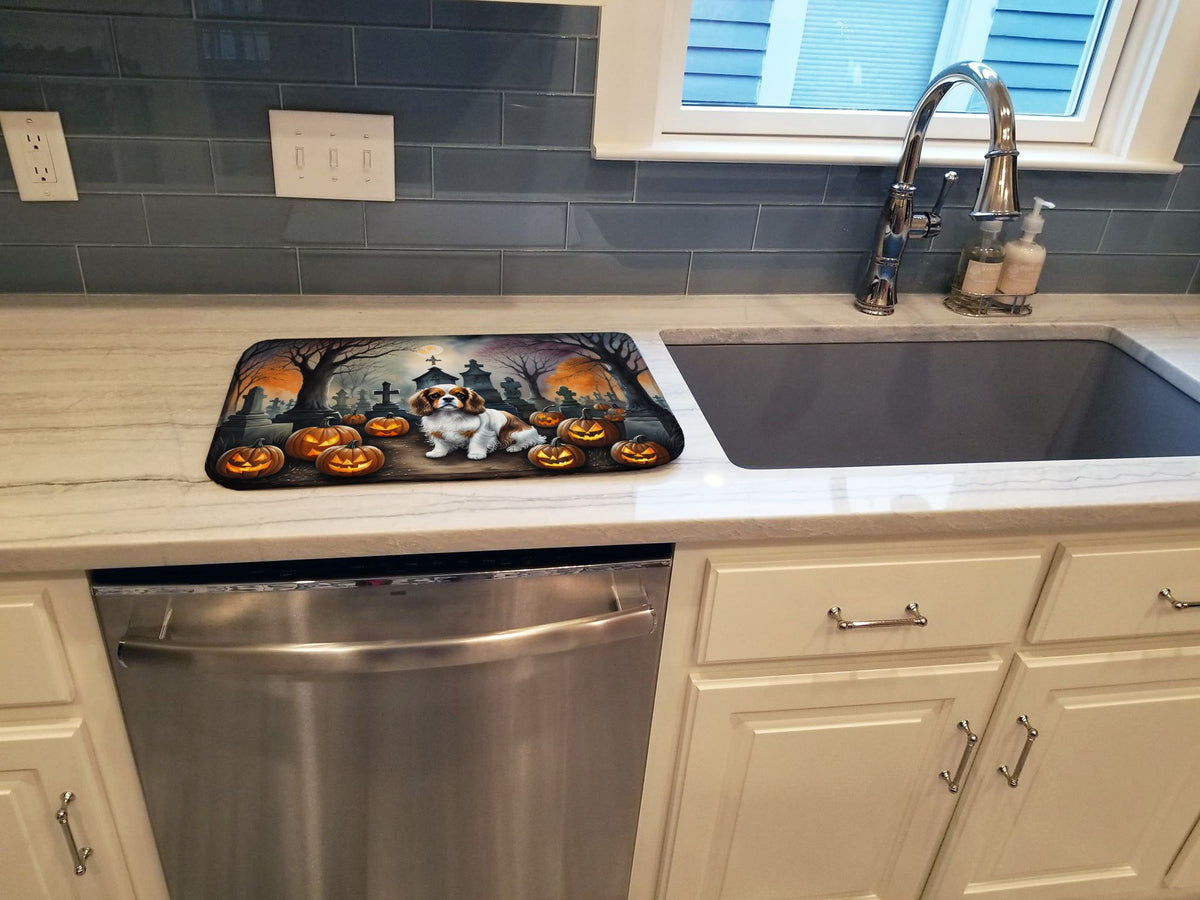 Cavalier Spaniel Halloween Dish Drying Mat