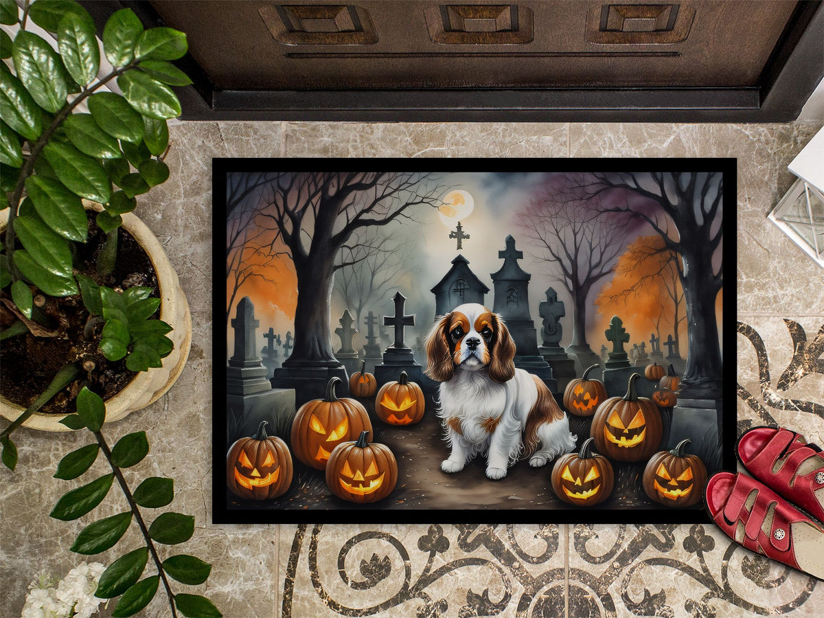 Spooky Cavalier Spaniel Halloween Doormat
