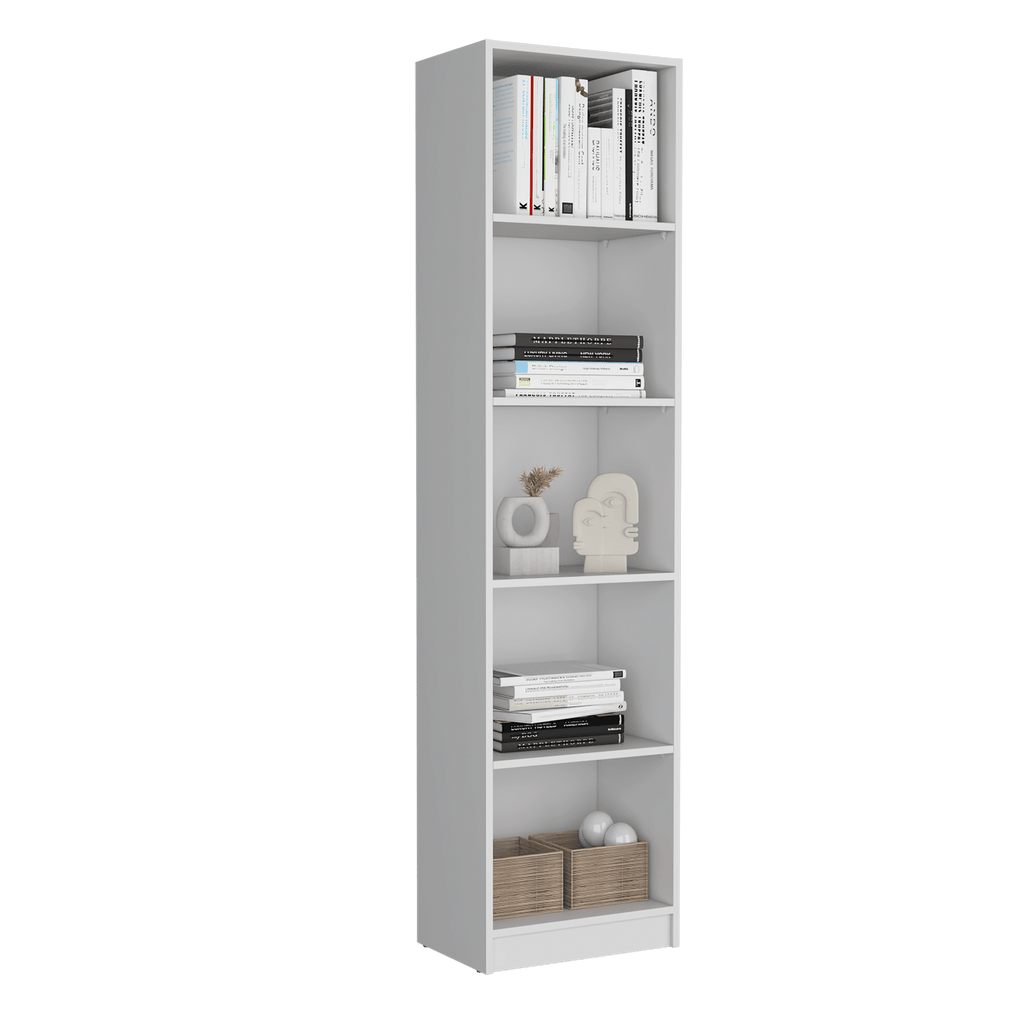 White 2-Piece Bookcase Set for Living Room Storage