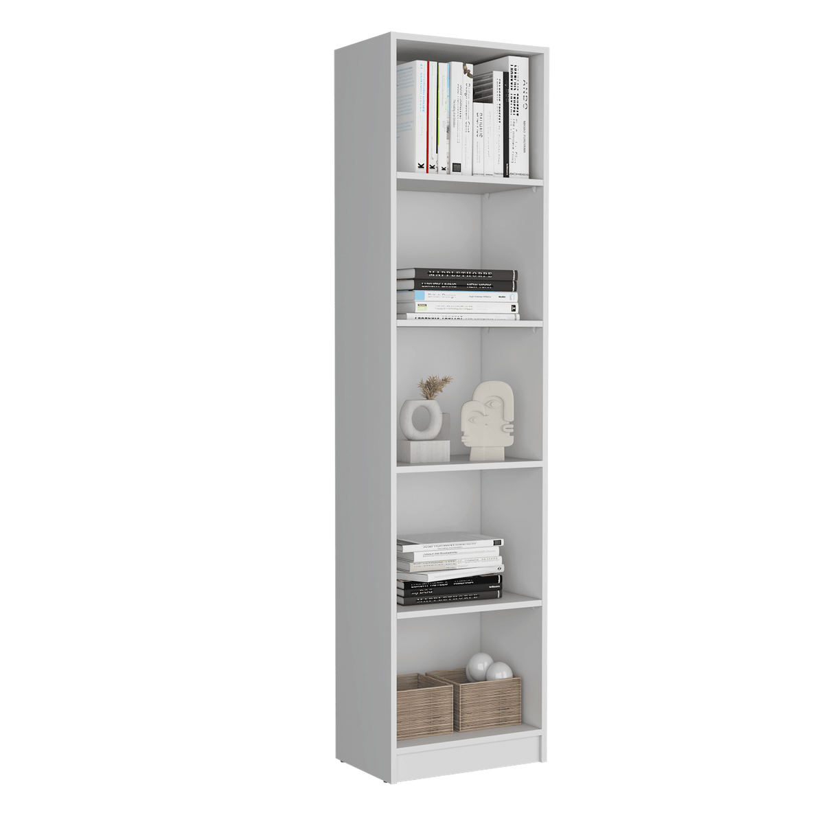 White 2-Piece Bookcase Set for Living Room Storage