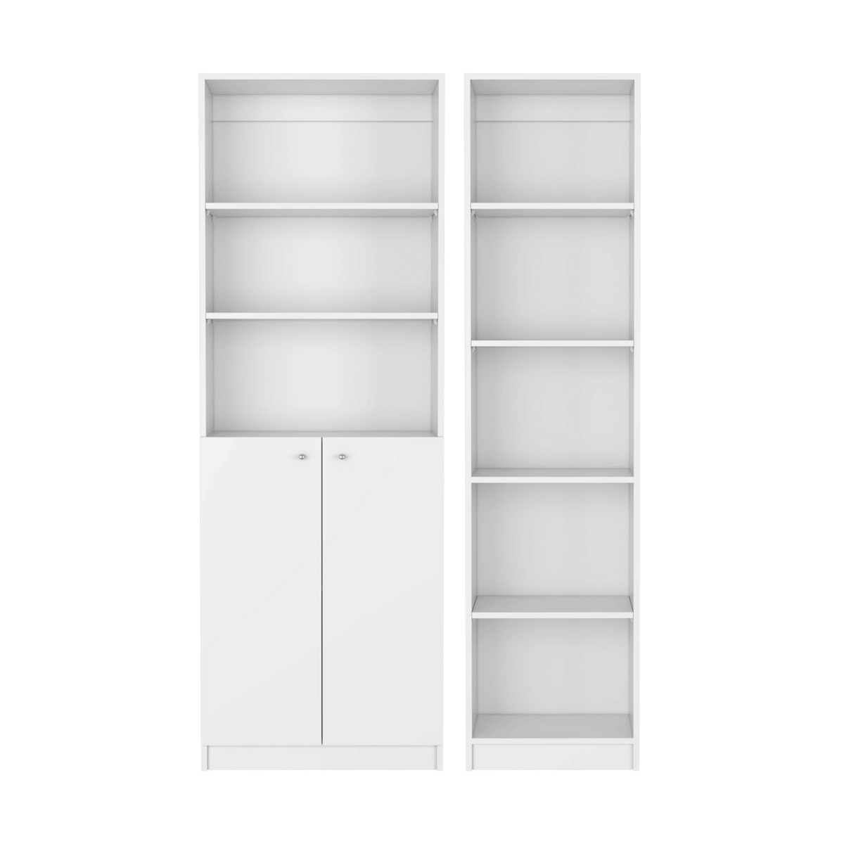 White 2-Piece Bookcase Set for Living Room Storage