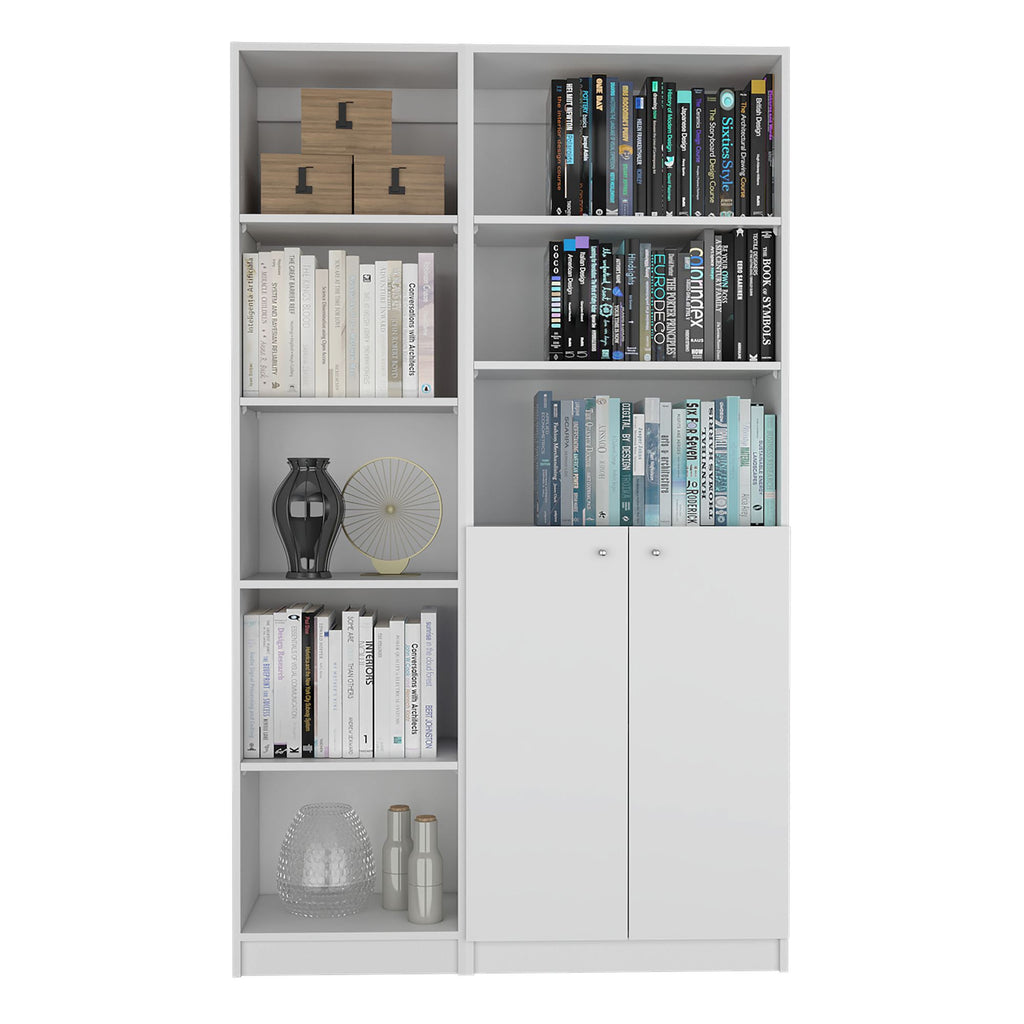 White 2-Piece Bookcase Set for Living Room Storage