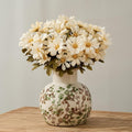 Green and Beige Antique Vase with Ice-Cracked Floral Finish