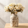 Vintage Floral Vase with an Ice-Cracked Finish for Bookshelves and Desks