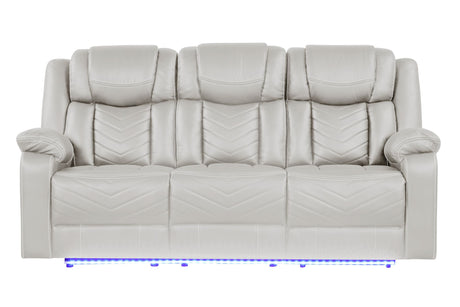 Challenger Beige Power Recliner Sofa with USB and LED Lighting