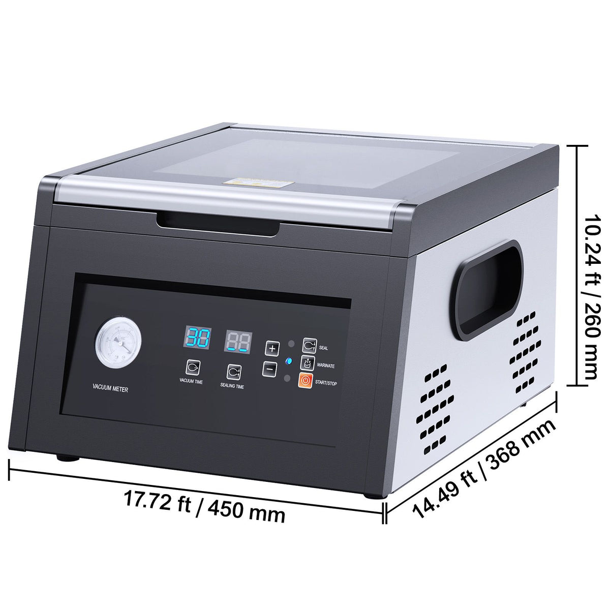 Chamber Vacuum Sealer, 380W Vacuum Pump Power, Sealing Bag Packing Machine for Wet Foods