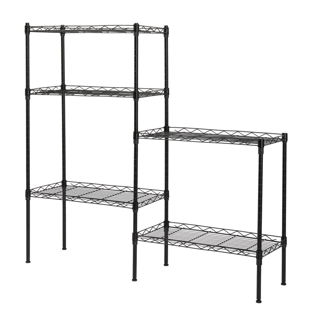 Changeable Assembly Floor Standing Storage Rack with Adjustable Mesh Shelves
