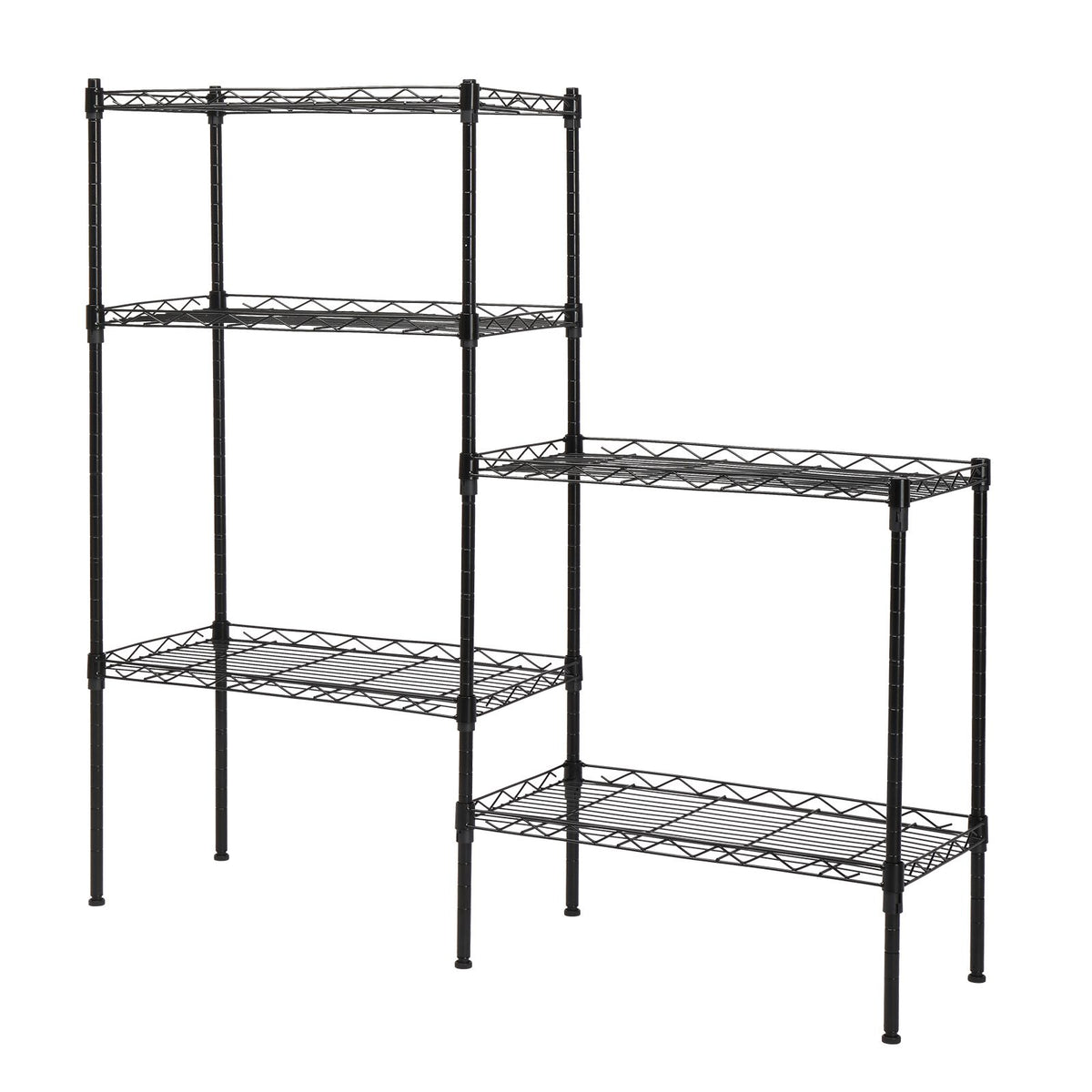 Changeable Assembly Floor Standing Storage Rack with Adjustable Mesh Shelves