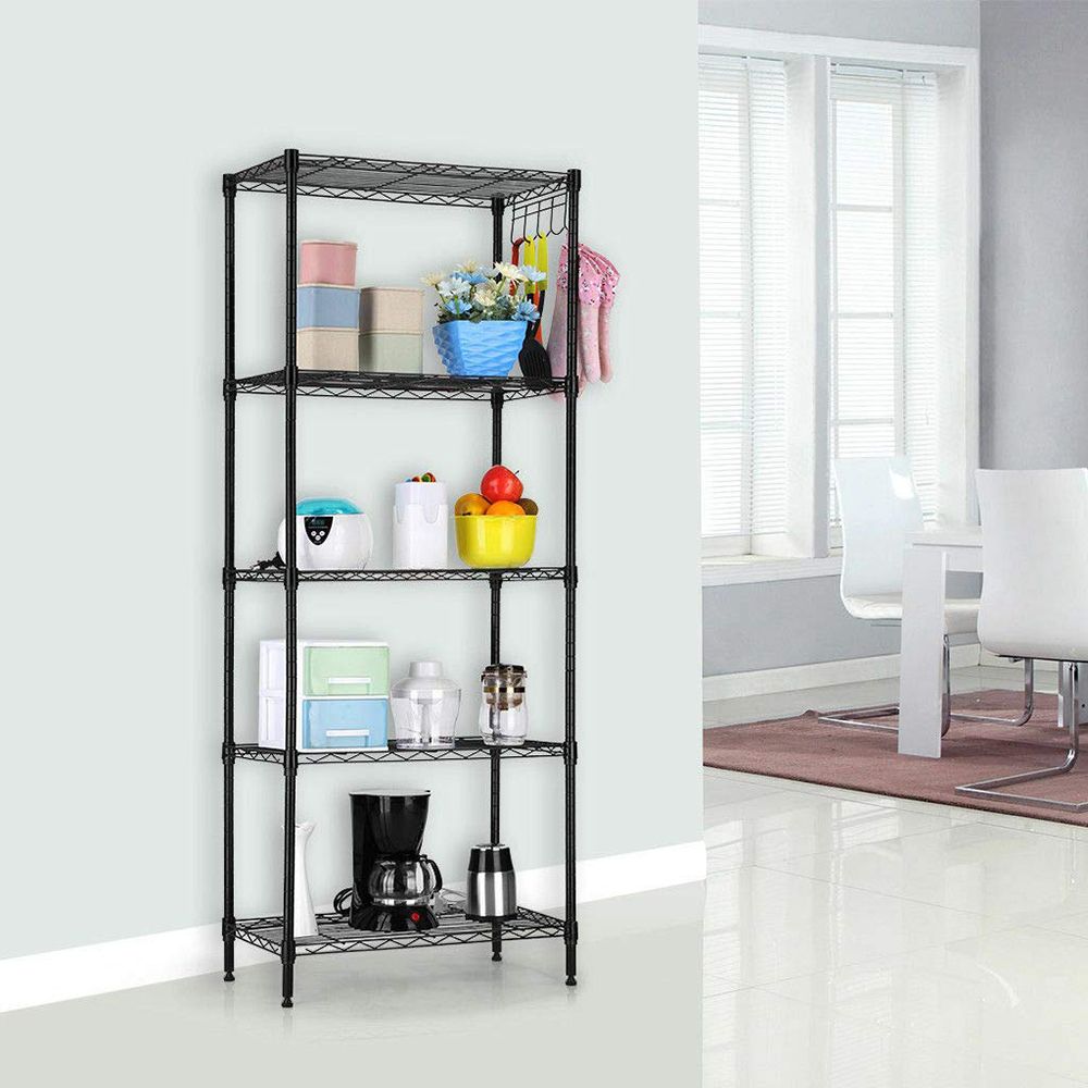 Changeable Assembly Floor Standing Storage Rack with Adjustable Mesh Shelves