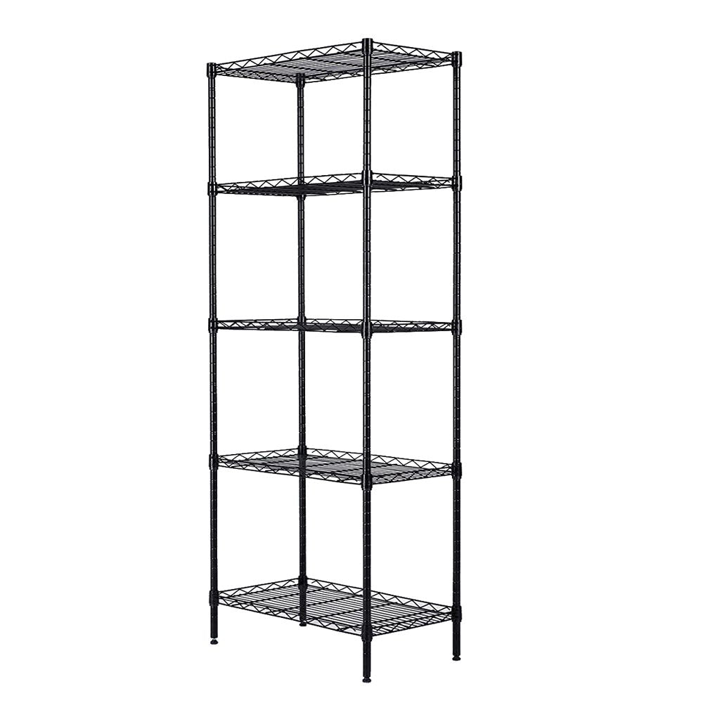 Changeable Assembly Floor Standing Storage Rack with Adjustable Mesh Shelves