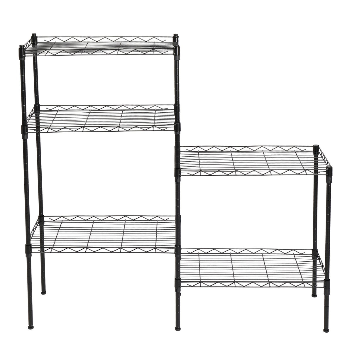 Changeable Assembly Floor Standing Storage Rack with Adjustable Mesh Shelves