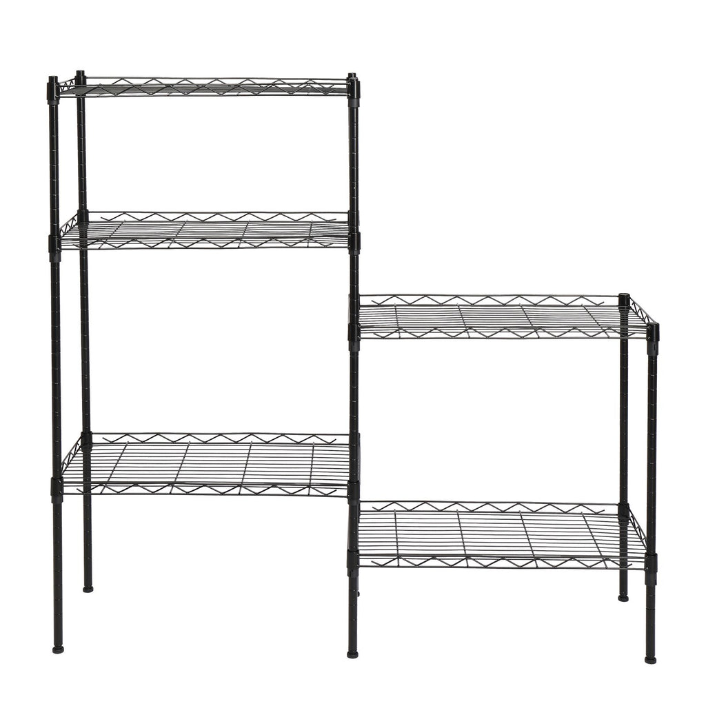 Changeable Assembly Floor Standing Storage Rack with Adjustable Mesh Shelves