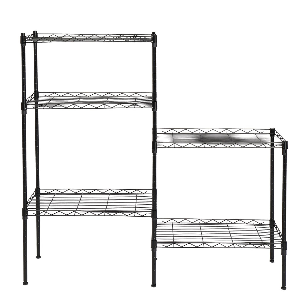 Changeable Assembly Floor Standing Storage Rack with Adjustable Mesh Shelves