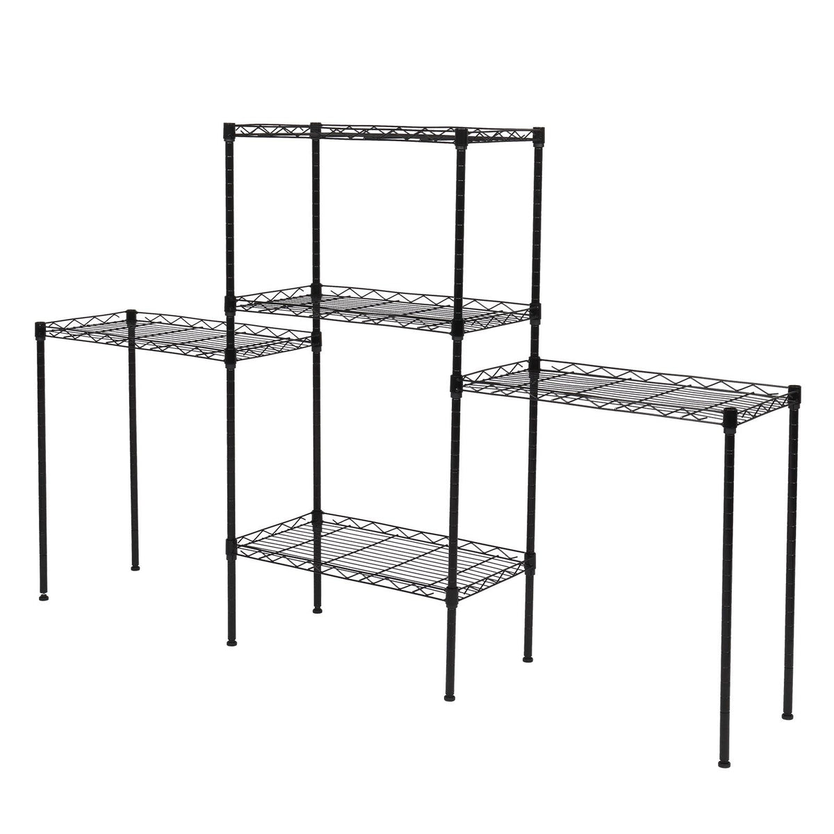Changeable Assembly Floor Standing Storage Rack with Adjustable Mesh Shelves