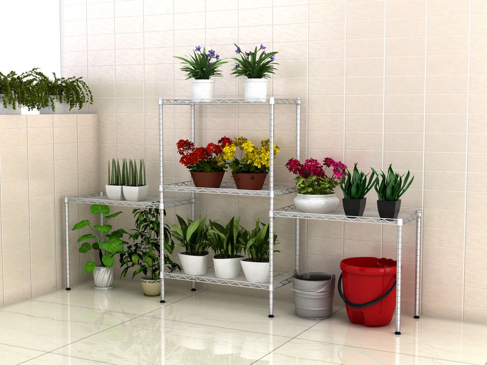 Changeable Assembly Floor Standing Storage Rack – Silver Finish