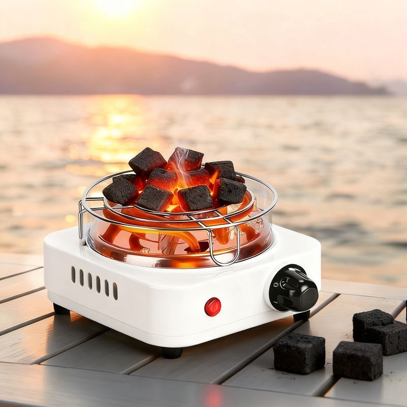 Compact Charcoal Burner with High-Watt Coil for Even Heat