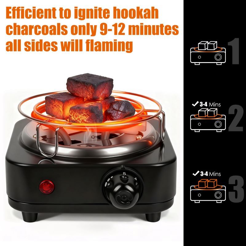Compact Charcoal Burner with High-Watt Coil for Even Heat