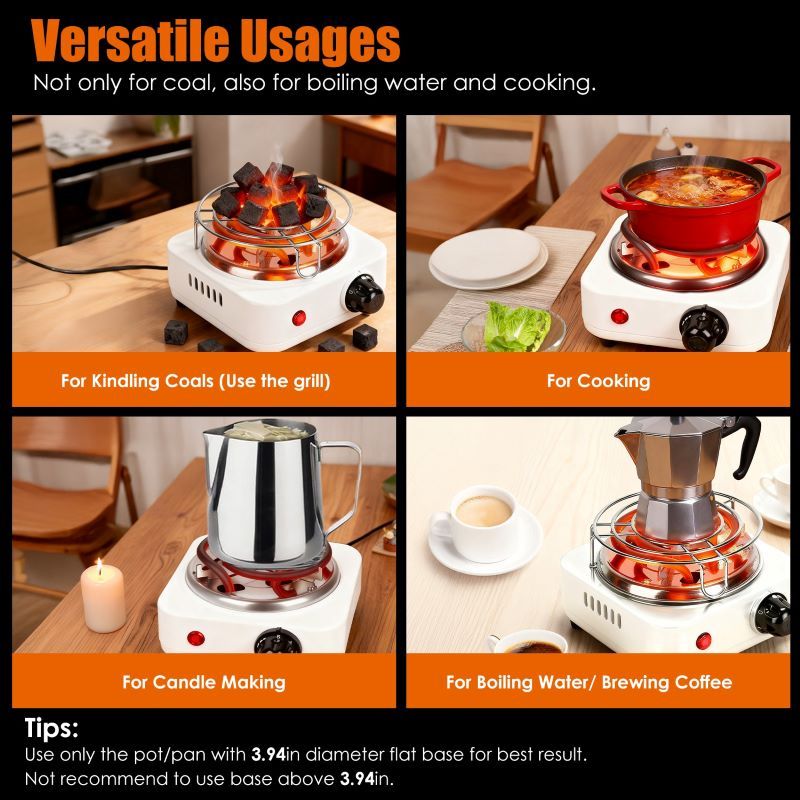Compact Charcoal Burner with High-Watt Coil for Even Heat