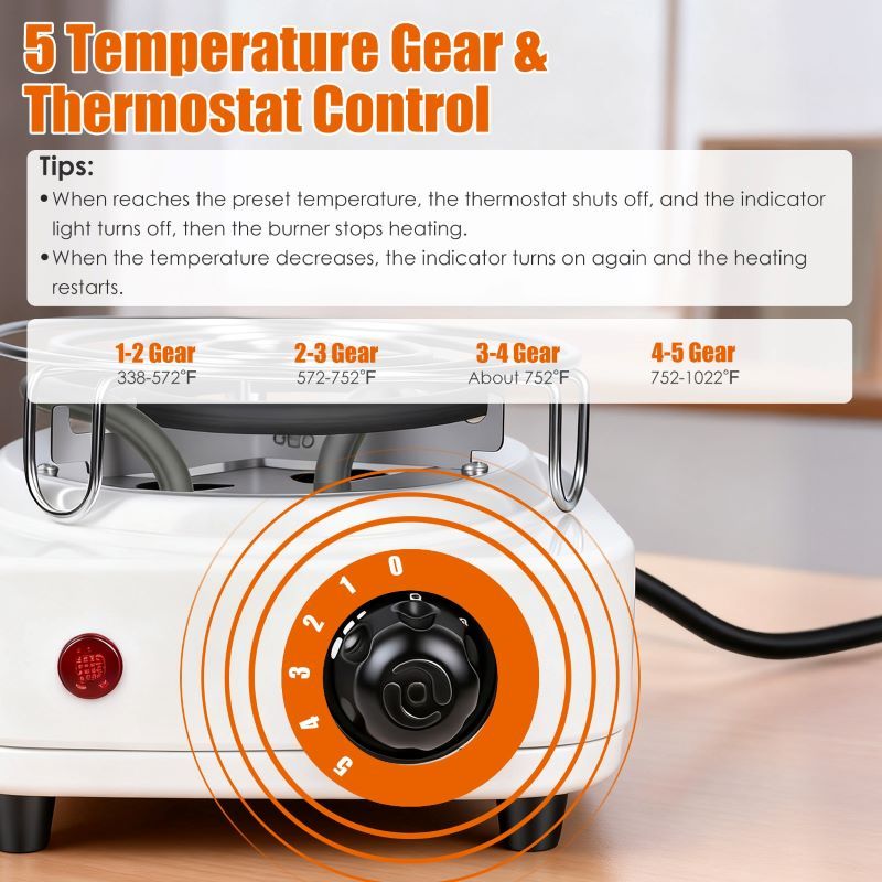Compact Charcoal Burner with High-Watt Coil for Even Heat