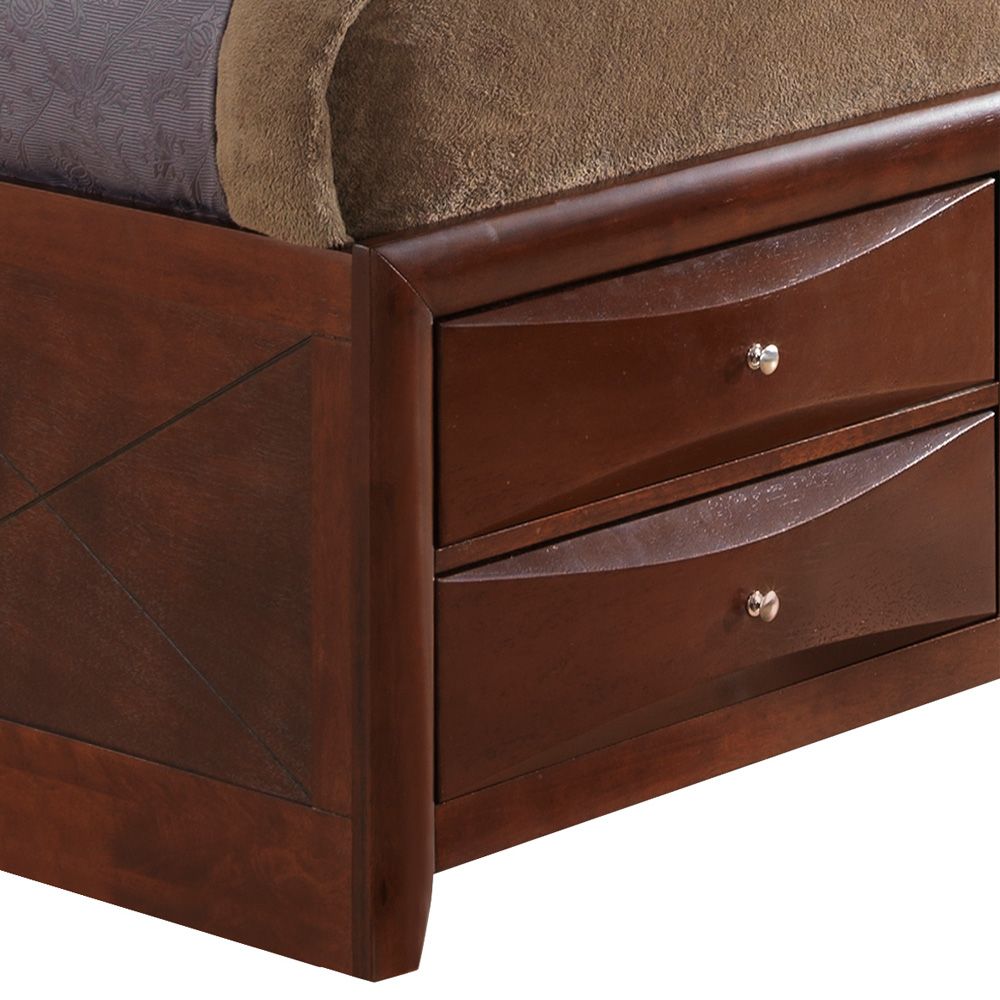 Charming Full Storage Bed in Cherry Finish with Under-Bed Storage