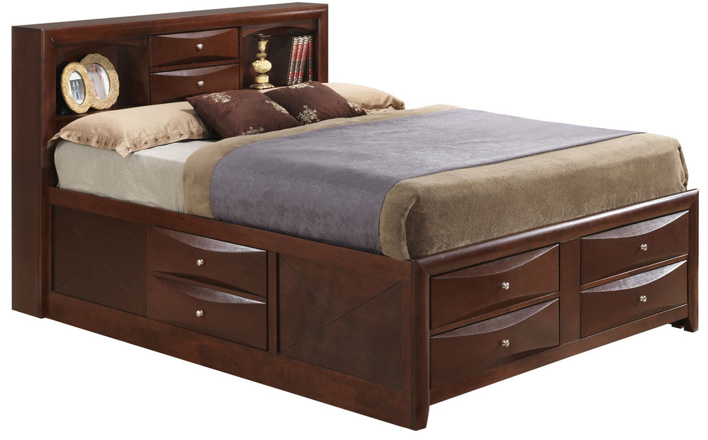 Charming Full Storage Bed in Cherry Finish with Under-Bed Storage