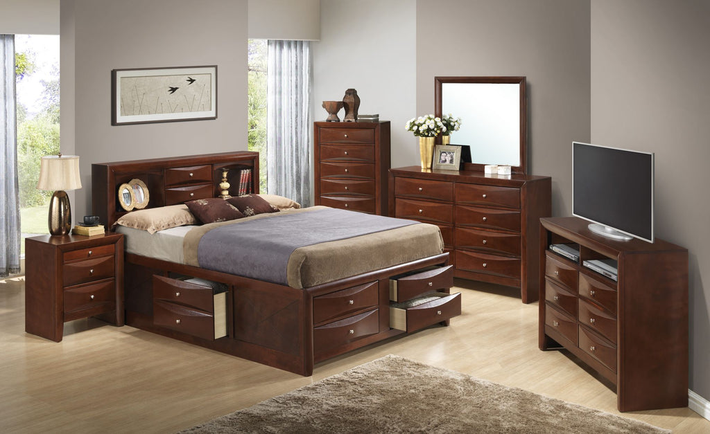 Charming Full Storage Bed in Cherry Finish with Under-Bed Storage