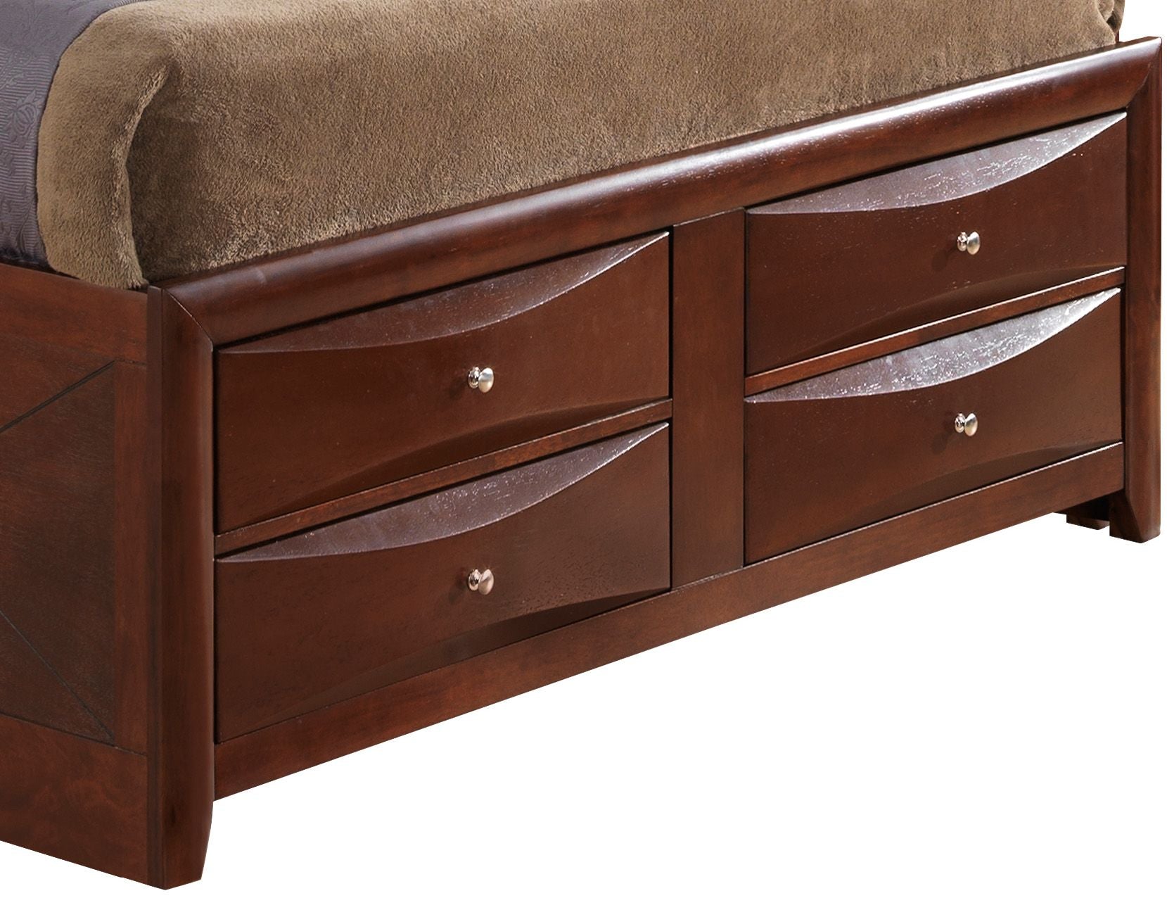 Charming Full Storage Bed in Cherry Finish with Under-Bed Storage