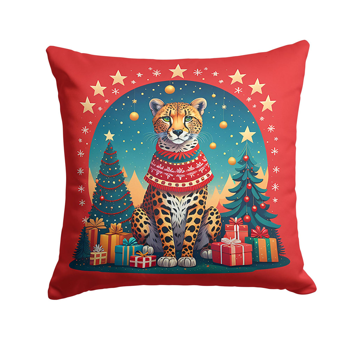 Cheetah Christmas Indoor-Outdoor Throw Pillow