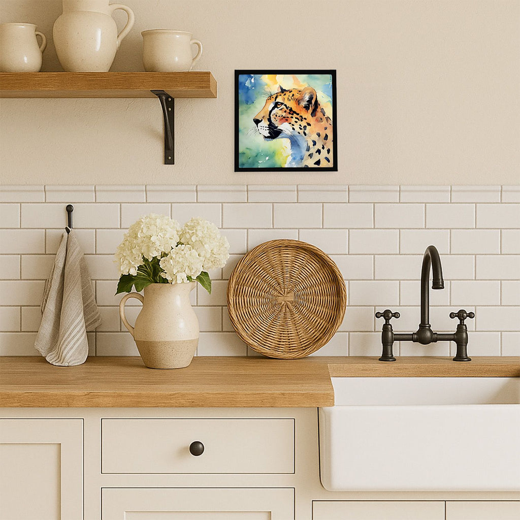 Cheetah Framed Wall Art with Modern Profile