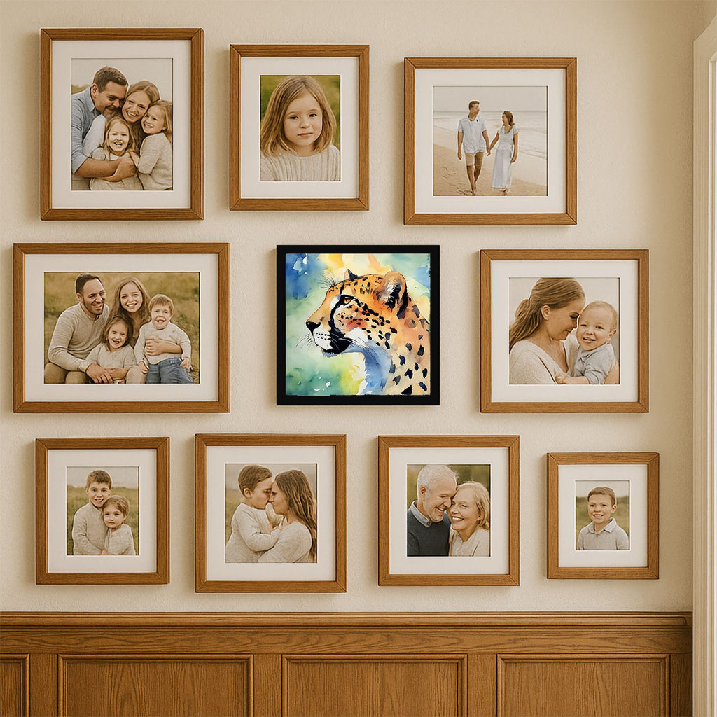 Cheetah Framed Wall Art with Modern Profile