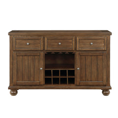 Cherry Finish Traditional Server with Drawers and Wine Rack
