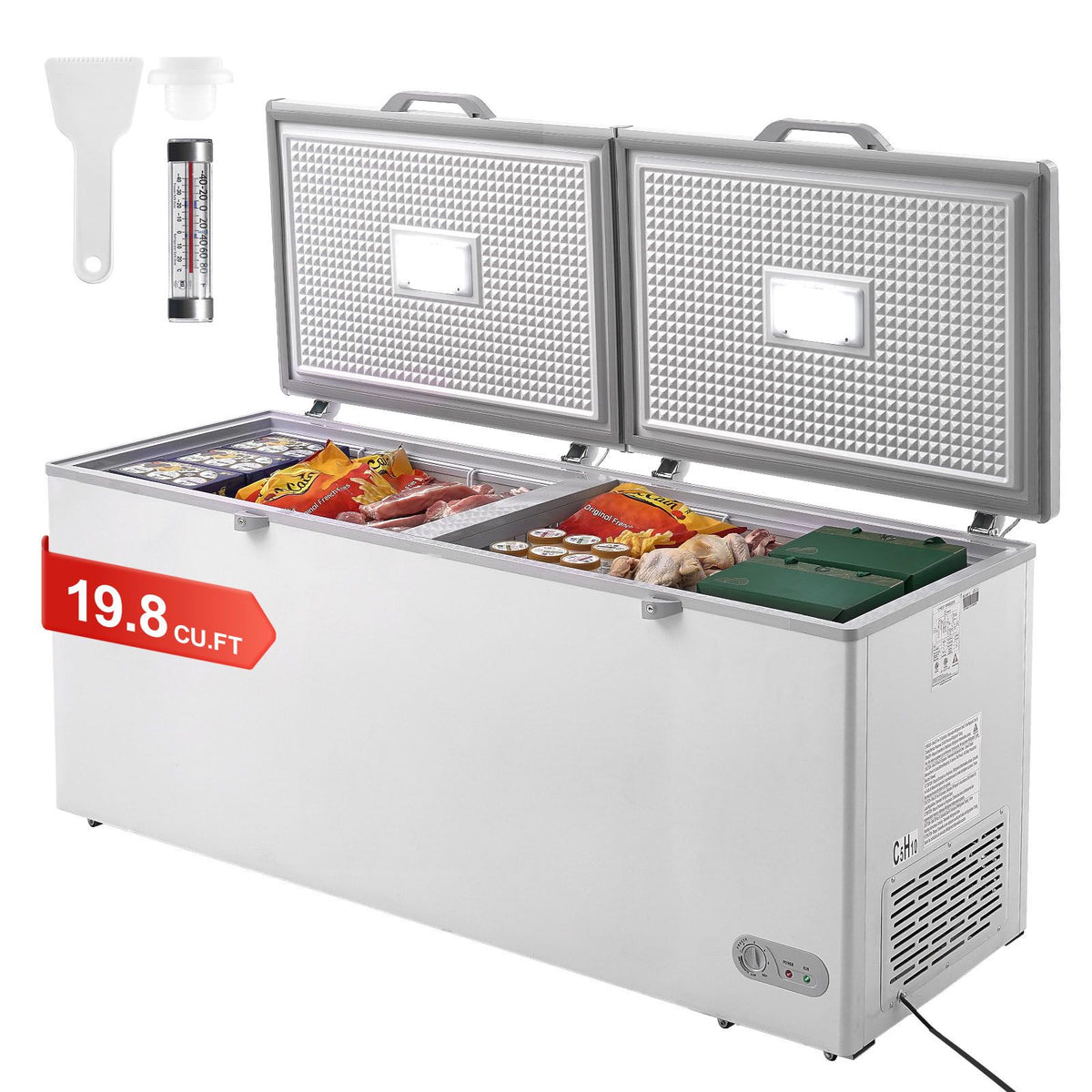 Chest Freezer with Split Locking Lids and LED Light