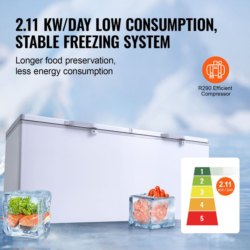 Chest Freezer with Split Locking Lids and LED Light