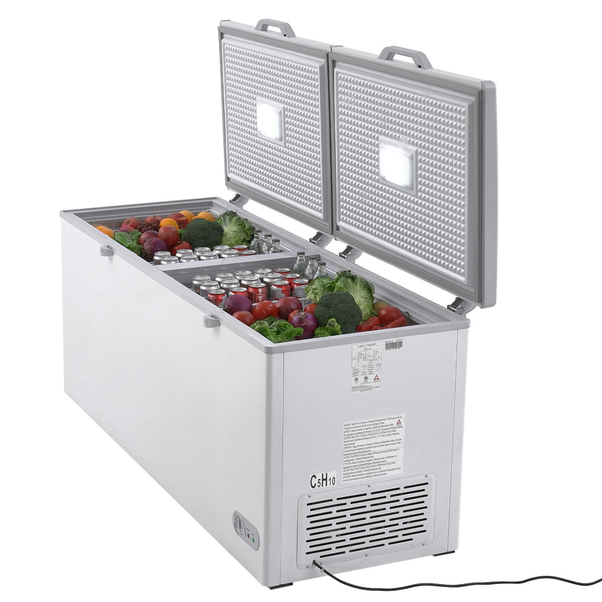 Chest Freezer with Split Locking Lids and LED Light