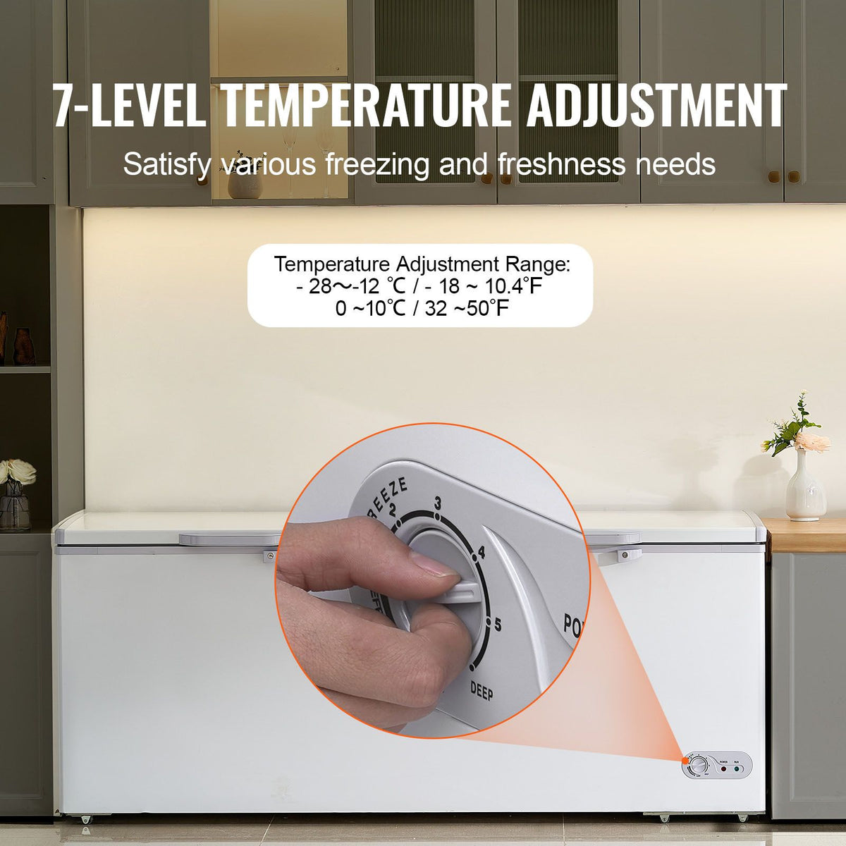 Chest Freezer with Split Locking Lids and LED Light