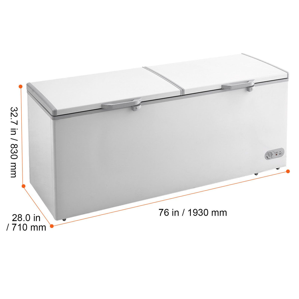 Chest Freezer with Split Locking Lids and LED Light