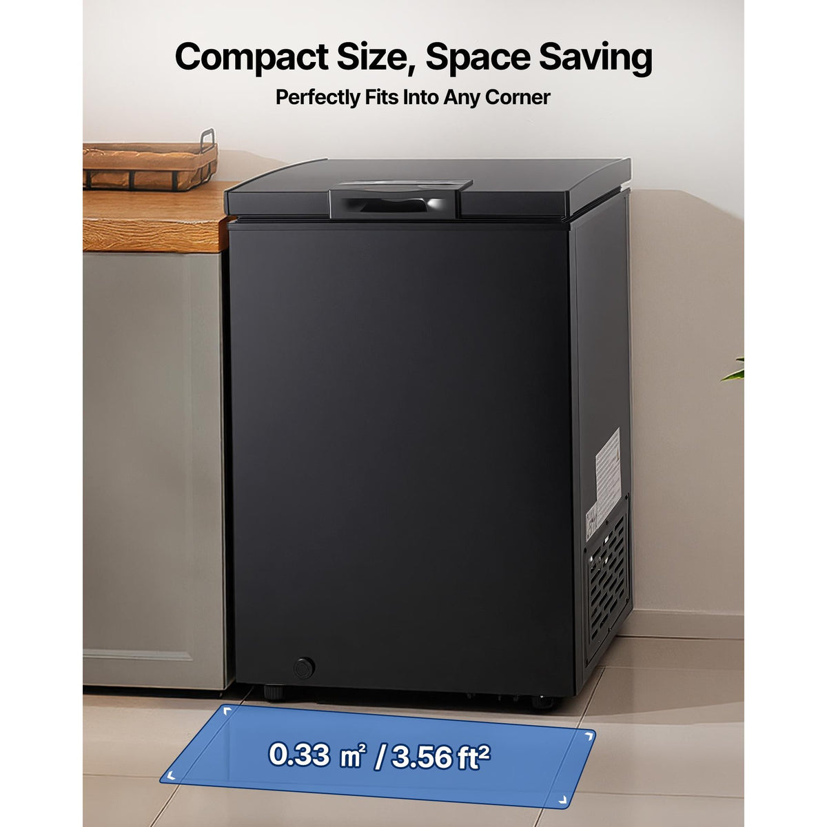 3.3 Cu. Compact Chest Freezer with 2 Baskets & Adjustable Thermostat