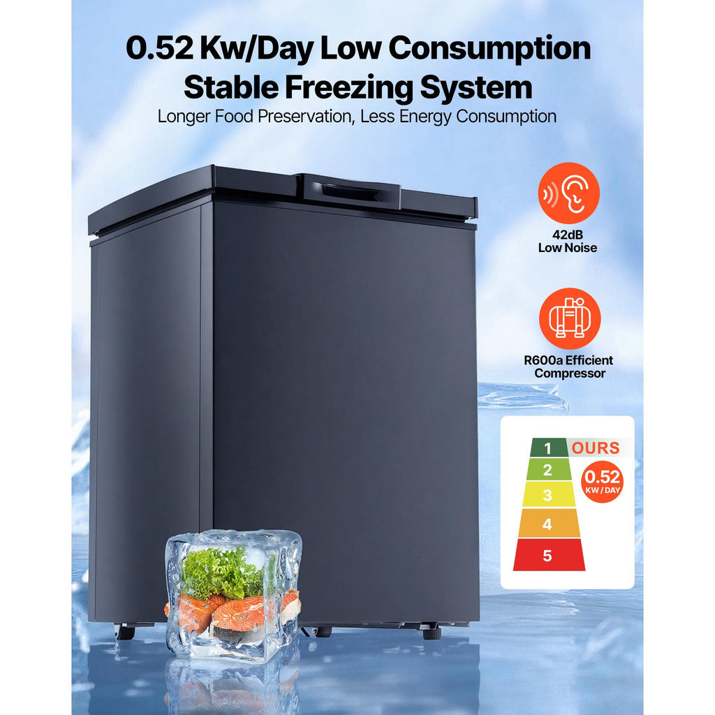 3.3 Cu. Compact Chest Freezer with 2 Baskets & Adjustable Thermostat