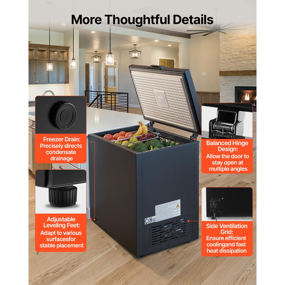 Garage-Ready Chest Freezer with Two Removable Baskets