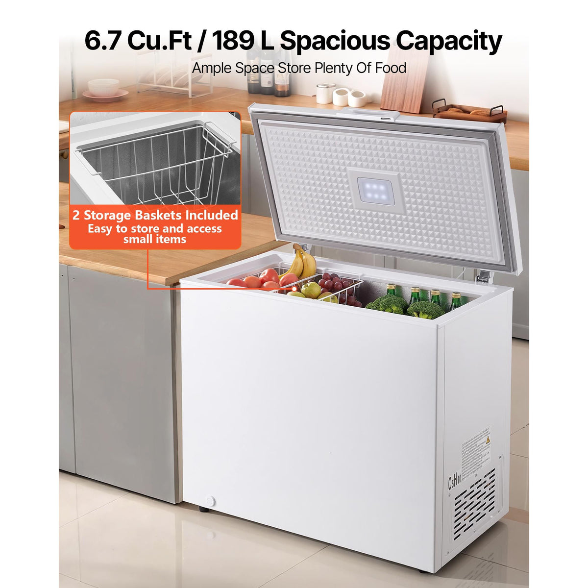 Chest Freezer with Precise Temperature Control and Quiet Operation